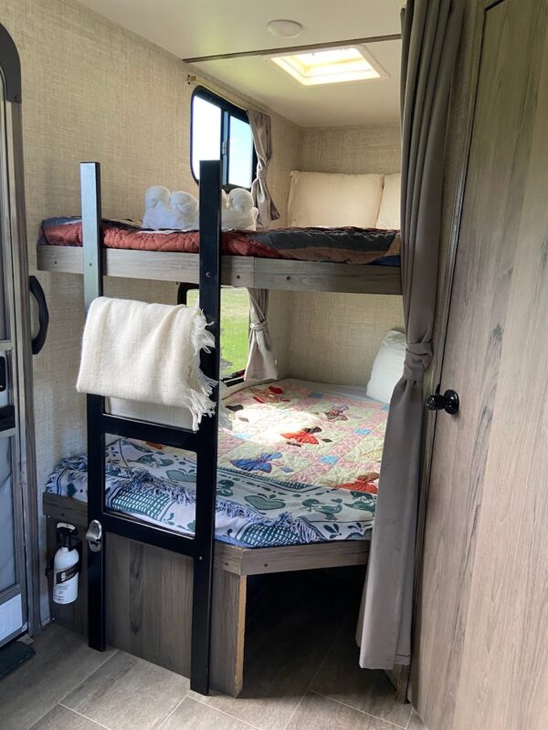 Closer view of the large bunk beds